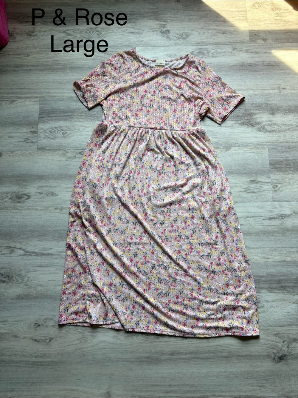P & Rose Pink Floral Midi Dress